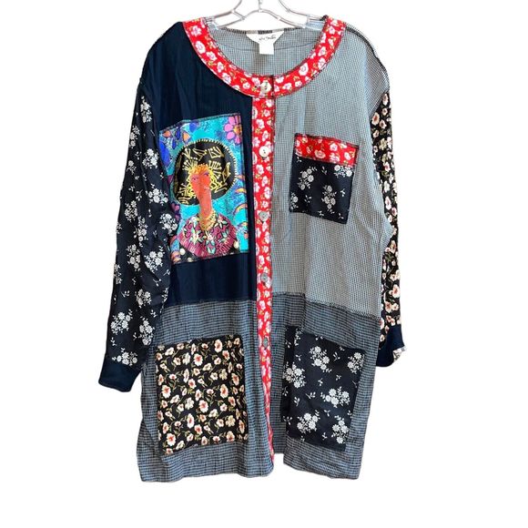 Fern Bratten 18 Two Pc Artsy Lagenlook Painted Tunic and Shirt Art to Wear - Picture 2 of 11